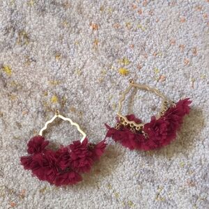 Elegant Gold and Red Floral Earrings